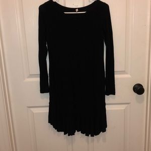 black ruffle soft dress long sleeve